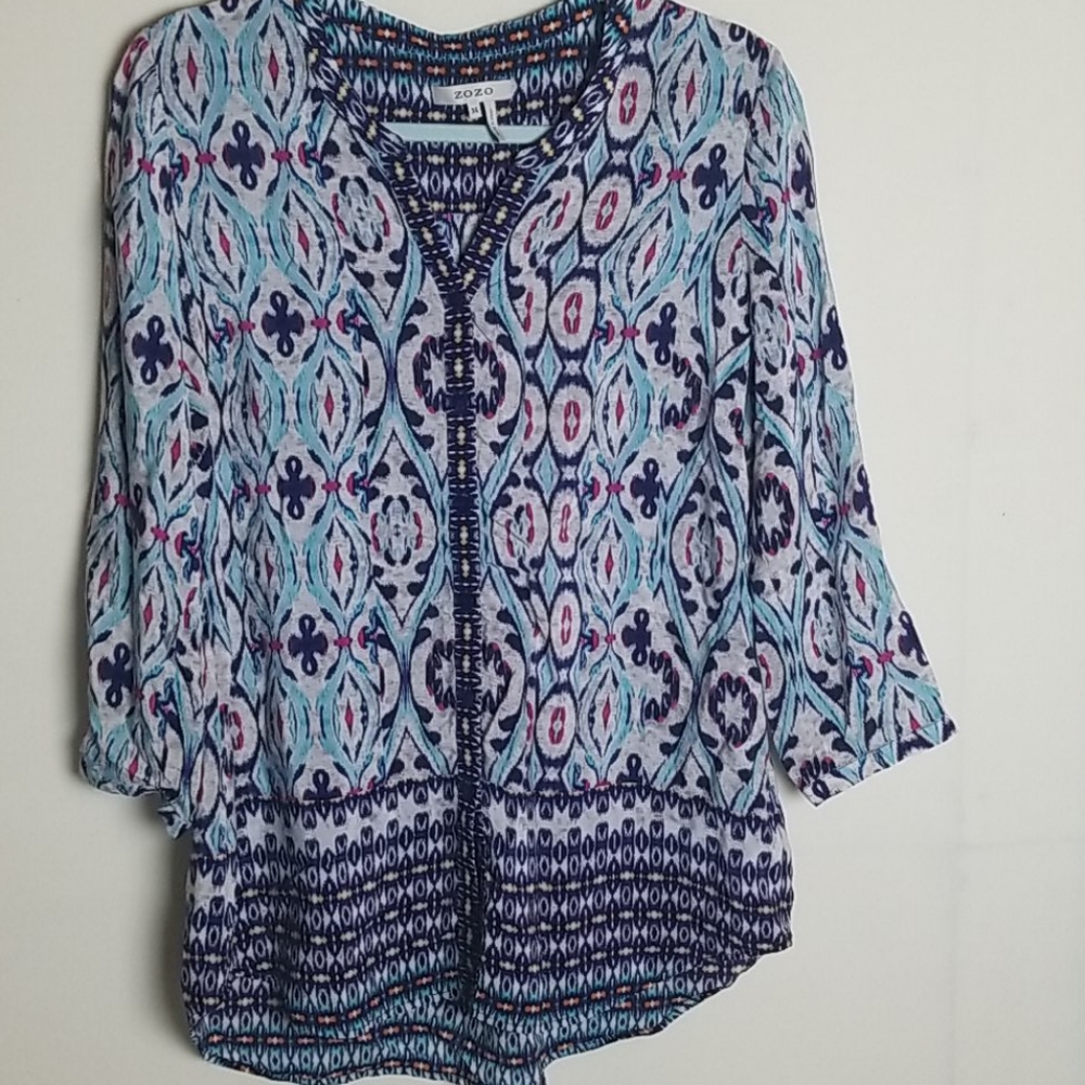 ZOZO Blue Pattern Blouse M